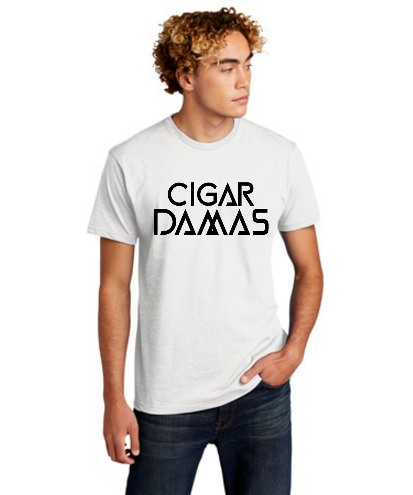 Cigar Damas Unisex CVC Tee (White)