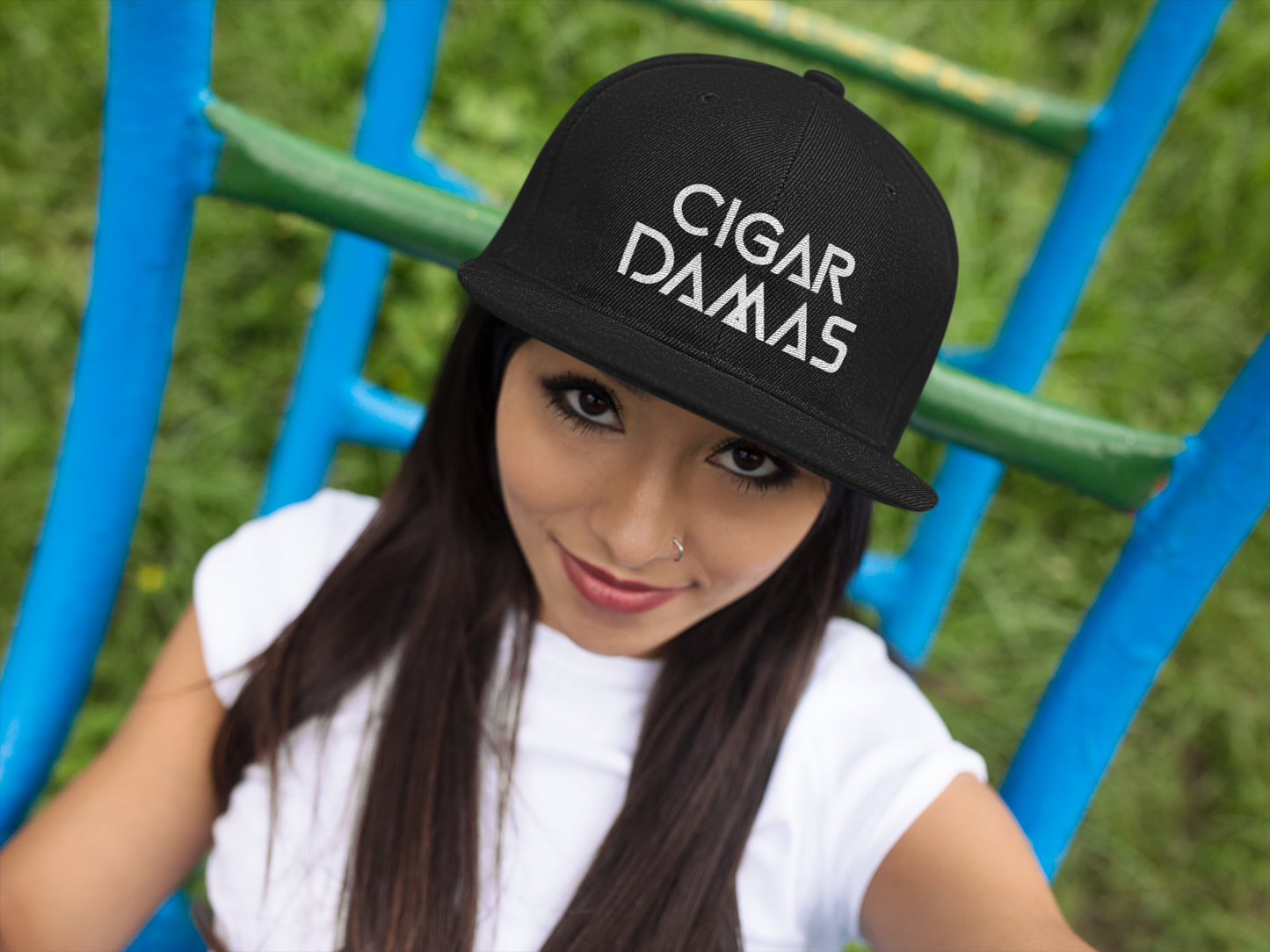 Cigar Damas Yupoong® Flat Bill Snapback Cap (Black)